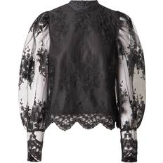 Hög krage Blusar Y.A.S lisa Ls Lace Top - Black