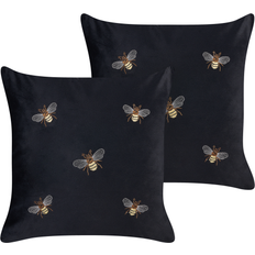 Multicolor Cojines de Decoración Completos Beliani Set of 2 Velvet Throw Cushion 45 x 45 cm Complete Decoration Pillows Black (45x45cm)