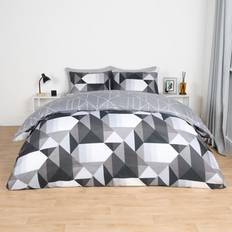 OHS Bedding Set Geometric Reversible Duvet Cover Black
