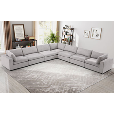 Ebern Designs Light Gray 7-Piece Sectional Sofa