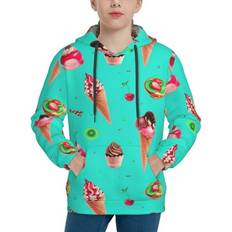 Buewutiry Kiwi Tart Ice Cream Print Hoodie - Ice Cream Print