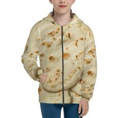 Children's Clothing Kdxio Taco Tortillas Pattern Zip Up Hoodie - 3D Printed