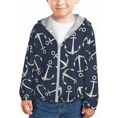 Silver Hoodies Children's Clothing ZHBwal Kids Zip Up Hoodie - Silver Anchor Navy Blue