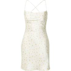 NA-KD Waterfall Detail Dress - Spaced Yellow Tulip