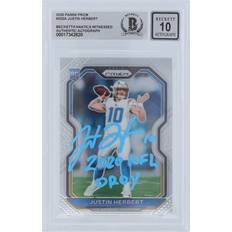 Sports Fan Products Panini America Justin Herbert Los Angeles Chargers Autographed 2020 Prizm Light Blue Ink #325 Beckett Fanatics Witnessed Authenticated Rookie Card with "2020 NFL OROY" Inscription