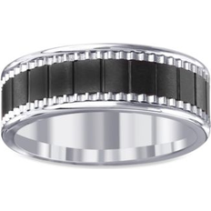 Macy's Men's Black Ceramic & Stainless Steel Band Black/Steel