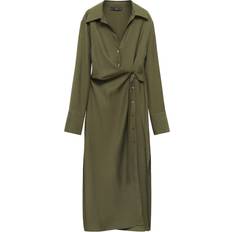 Mango Women Clothing Mango Wrap Shirt Dress - Green