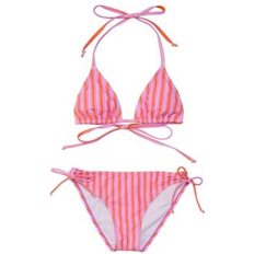 Pink Bikinis Children's Clothing Snapper Rock Big Girls Stripy Sunset Bikini - Pink