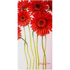 Red Gerberas Canvas 16x32 Framed Art