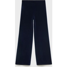 Mango Women Trousers Mango Velvet Wide Leg Pants - Night Blue