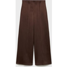 Pants & Shorts Mango Wide Leg Leather-Effect Pants - Chocolate