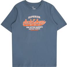 Orange Overdele Jack & Jones JJELOGO Junior Shirt Marin/Orange/Hvid
