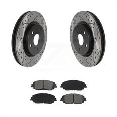 Toyota Brake System Transit Auto Front Coated Drilled Slotted Disc Brake Rotors Kit KDS-100622