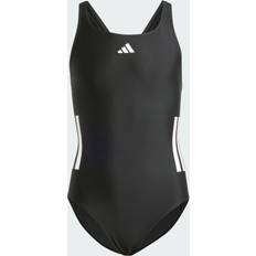 Vita Baddräkter Barnkläder 3-Stripes C-Back Swimsuit - Black/White