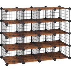 Furniture Borough Wharf 15 Pair Storage Black Brown Shoe Rack