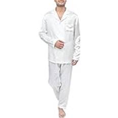 Men - Silk Sleepwear Sleepdown Silk Pjs Long Set Medium Ivory