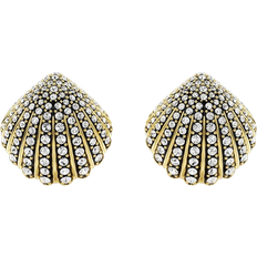 Swarovski Black Earrings Swarovski Idyllia Shell Stud Earrings - Gold/Black/Transparent