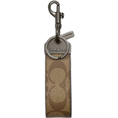 Keychains Coach Loop Key Fob In Signature Canvas - Gunmetal/Khaki