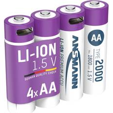 Batterie e Caricabatterie Ansmann Lithium Akku Mignon AA 1800mAh Cable 4 Pezzi