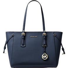 Michael Kors Totevesker Michael Kors Voyager Medium Crossgrain Leather Tote Bag - Navy