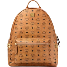 MCM Backpacks MCM Stark Side Studs Backpack in Visetos Medium - Cognac