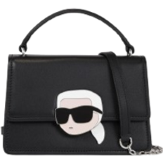 Karl Lagerfeld Ikon Lock Leather Crossbody Bag - Black