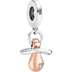 Pandora Baby Dummy Dangle Charm - Silver/Rose Gold/Transparent