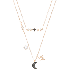 Swarovski Symbolic Moon and Star Necklace - Rose Gold/Black/Transparent