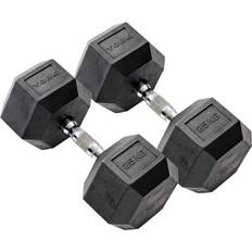 York Fitness Rubber Hex Dumbbells 2 x 25kg