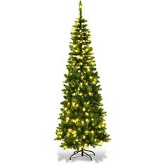 Shatchi Pre-Lit Artificial Slim Green Christmas Tree 180cm