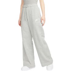 Gray - Women Pants & Shorts Nike Sportswear Club Fleece Women's Mid Rise Wide Leg Sweatpants - Dark Grey Heather/White