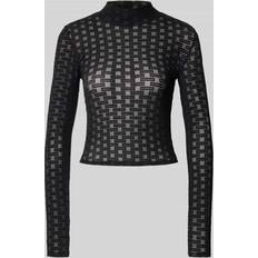 Élasthanne/Lycra/Spandex Chemises HUGO Long Sleeved Mesh Top - Black