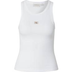 White Blouses Calvin Klein Jeans Slim Ribbed Cotton Tank Top