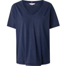 Hemden Tommy Hilfiger V-Neck Flag Embroidery T-Shirt - Dark Night Navy