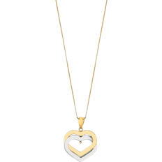 White Gold - Women Necklaces The Lovery Two Tone Double Heart Necklace - Gold/White Gold