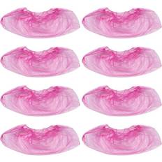 Shoe Covers Qiysamall 100pcs Disposable Thicken Shoe Cover Waterproof and Dustproof PE Plastic Shoe Cover for Home Office(Pink)