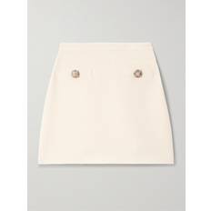 Embellished Wool And Silk-blend Crepe Mini Skirt - White