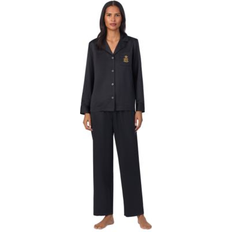 Solid Colors Pajamas Lauren Ralph Lauren Velvet Notched-Collar Pajama Set - Navy