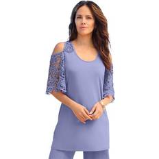 Roaman's Plus Size Cold-Shoulder Ultrasmooth Tunic - Cool Lilac