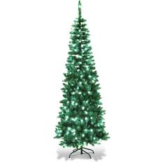 Shatchi 8Ft Pencil Green / White Christmas Tree 70cm