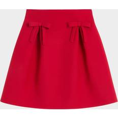 Clothing Valentino Garavani Flared Bow Wool Mini Skirt - Dark Red