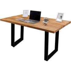 Domli Solid Wood Oak/Black Writing Desk 50x120cm