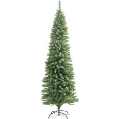 Shatchi Pre-Lit Artificial Slim Pencil Green Christmas Tree 210cm