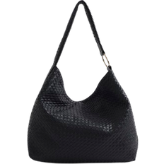 Magnetic Lock Totes & Shopping Bags River Island Woven Slouch Tote Bag - Black