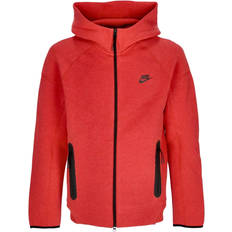 Red Clothing NIKE Men's Sportswear Tech Fleece Windrunner Full Zip Hoodie - Light University Red Heather/Black