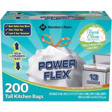 Waste Disposal Member's Mark Power Flex Tall Kitchen Drawstring Trash Bags Fresh Scent 200pcs 13gal