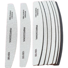 5Pcs/Set Half Moon 100/180 Grit Wooden Nail File Double-Sided Emery Card Washable Emery Board Reusable Nail Polisher Manicure Tools For Natural Nails, Home And Salon Use Nail Sanding Block File