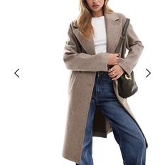 Brown - Women Coats Bershka Oversized Tailored Coat - Taupe