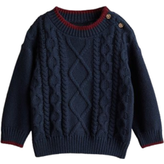 Knöpfe Strickpullover H&M Baby Cotton Knit Sweater - Navy Blue (1240476004)