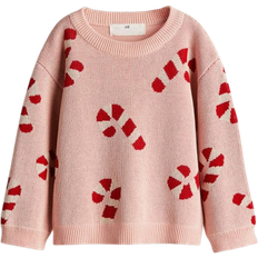 H&M Patterned Cotton Jumper - Dusty Pink/Candy Canes